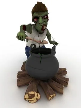 3D Render of a Cartoon Zombie Character Stock Illustration