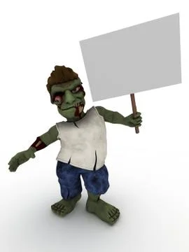 3D Render of a Cartoon Zombie Character Stock Illustration