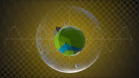 3d render. Cartoony globe turning around itself in the center of coordinate Stock Illustration