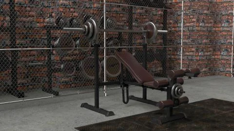 3d render of cast iron dumbbell weights Stock Illustration
