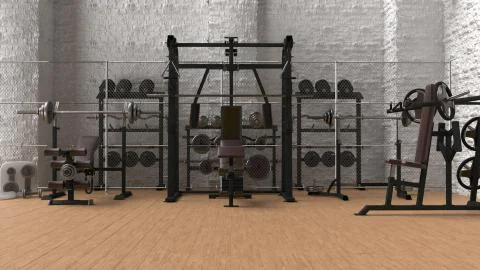 3d render of cast iron dumbbell weights Stock-Illustration