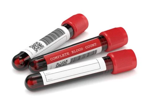 3d render of CBC blood tubes over white Illustrazione stock