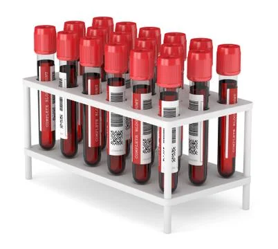 3d render of CBC blood tubes in plastic container Stock Illustration