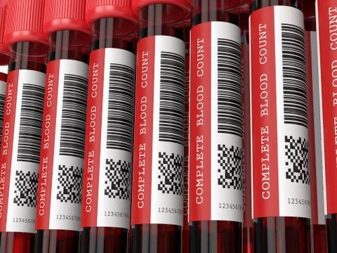 3d render of CBC blood tubes in row Stock Illustration