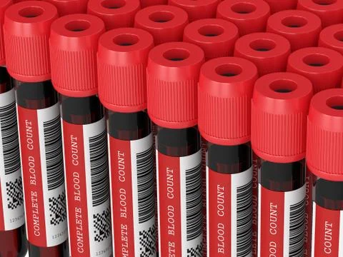 3d render of CBC blood tubes in row Stock Illustration