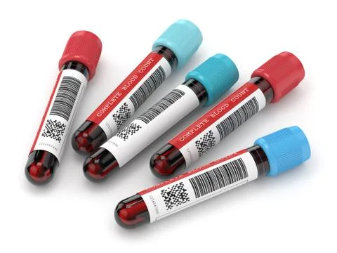 3d render of CBC blood tubes over white Stock Illustration