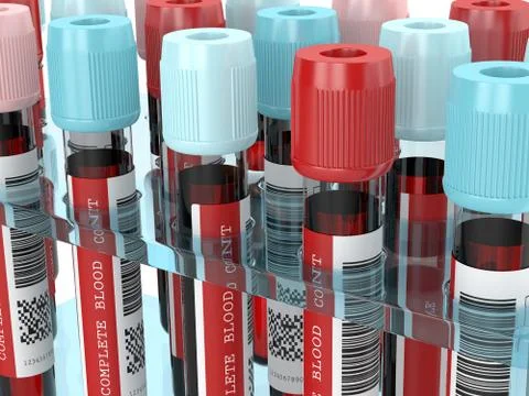 3d render of CBC blood tubes in rock Stock Illustration