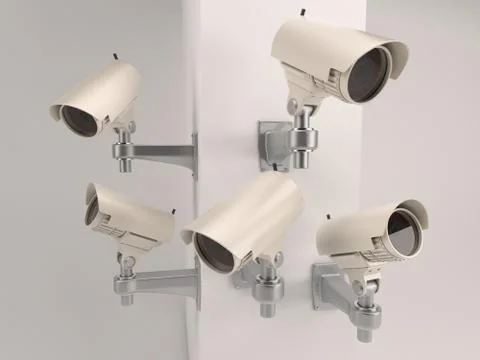 3D Render of CCTV Security Camera 스톡 일러스트