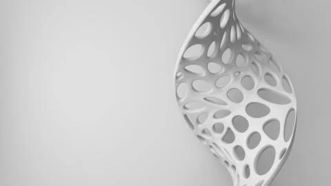 3d render with cell structure is twisted in front of the flat plane. Twisted  Stock Illustration