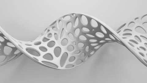 3d render with cell structure is twisted in front of the flat plane. Twisted  Stock Illustration