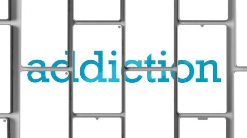 3d render of cellphone animation. Title is formed from pieces on the screens. Stock Illustration