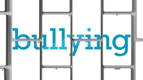 3d render of cellphone animation. Title is formed from pieces on the screens. Stock Illustration