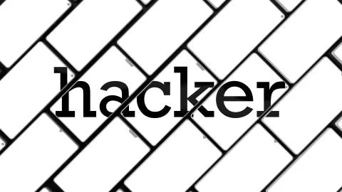 3d render of cellphone animation. Title is formed from pieces on the screens. Stock Illustration