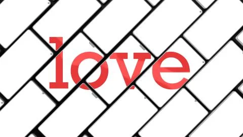 3d render of cellphone animation. Title is formed from pieces on the screens. Stock Illustration