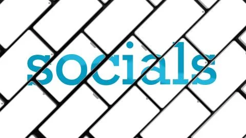 3d render of cellphone animation. Title is formed from pieces on the screens. Stock Illustration