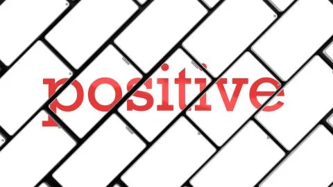 3d render of cellphone animation. Title is formed from pieces on the screens. Stock Illustration