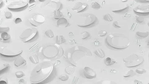 3d render, ceramic plates and dishes.  Background concept after party Stock Footage 132175736