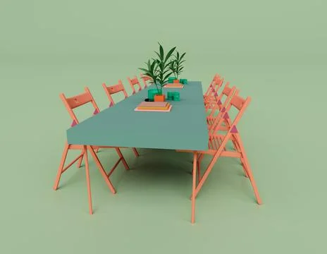 3d render of chair and dining table top of table flower vase isolated on Past 스톡 일러스트