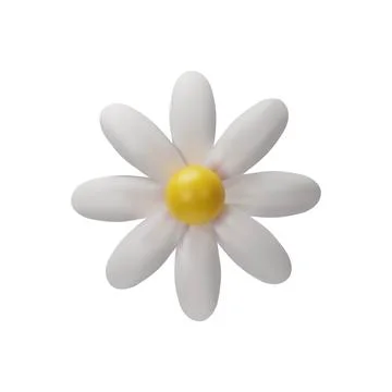 3D render chamomile flower. Realistic illustration of daisy Stock Illustration