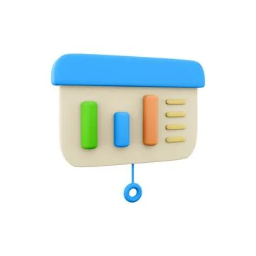 3d render charts. 3d rendering diagrams on board. 3d render statistics on Stockillustratie