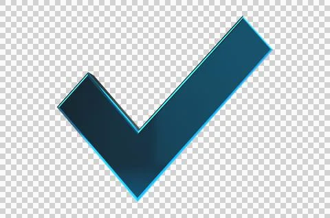 3D render check mark symbol icon green, transparent, PNG Stock Illustration