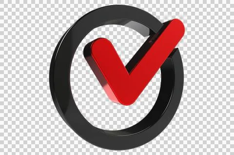 3D render check mark symbol icon green, transparent, PNG Stock Illustration