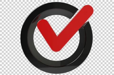 3D render check mark symbol icon green, transparent, PNG Stock Illustration