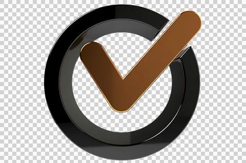 3D render check mark symbol icon green, transparent, PNG Stock Illustration