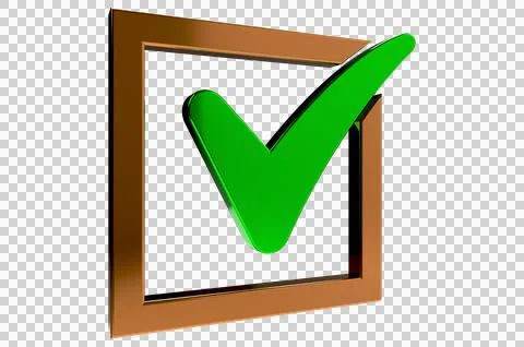 3D render check mark symbol icon green, transparent, PNG Illustrazione stock