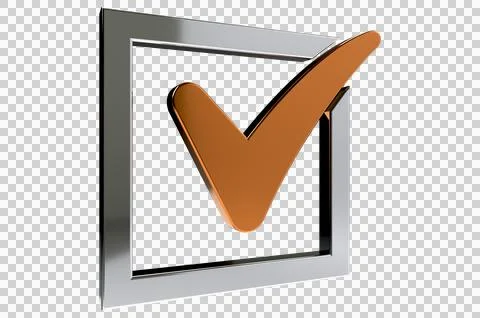 3D render check mark symbol icon green, transparent, Stock Illustration