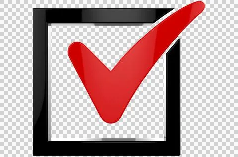 3D render check mark symbol icon green, transparent, PNG Stock Illustration