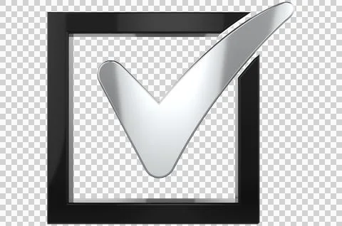 3D render check mark symbol icon green, transparent, PNG Stock Illustration