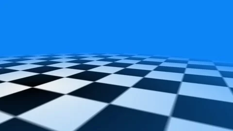 3D render of checkerboard floor perspective creating abstract blue background Stock Footage 334449050