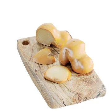 3D render of cheese in on a wooden tray isolated on a white background イラスト素材