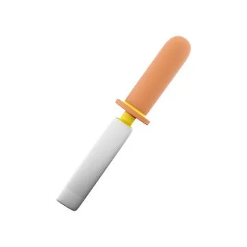 3D render chisel with wooden handle isolated on white background with clipping Stockillustratie