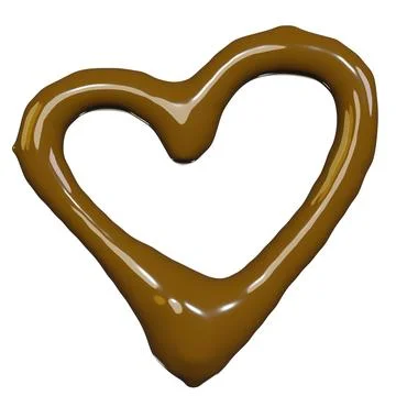 3d render of chocolate liquid heart shape for gourmet or valentine day pack.. Illustrazione stock