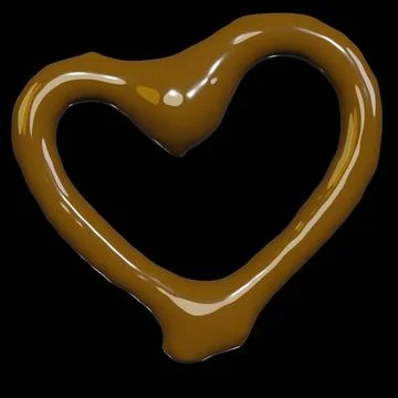 3d render of chocolate liquid heart shape for gourmet or valentine day pack.. Stock Illustration