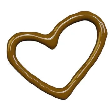 3d render of chocolate liquid heart shape for gourmet or valentine day pack.. Stock Illustration