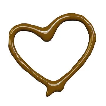 3d render of chocolate liquid heart shape for gourmet or valentine day pack.. Stock Illustration