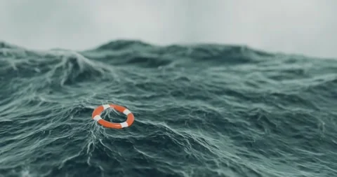 3d render of choppy rough sea with waves and a buoy in storm water. Stock Footage 219847062