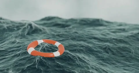 3d render of choppy rough sea with waves and a buoy in storm water. Video stock 219847063