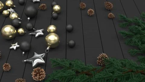 3d render of Christmas background with abstract tree Ilustração Stock
