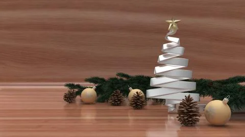 3d render of Christmas background with abstract tree Illustrazione stock