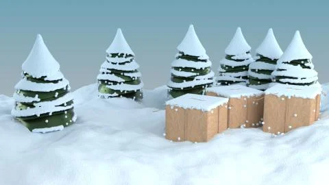 3d render of Christmas background with abstract tree Stock Illustration