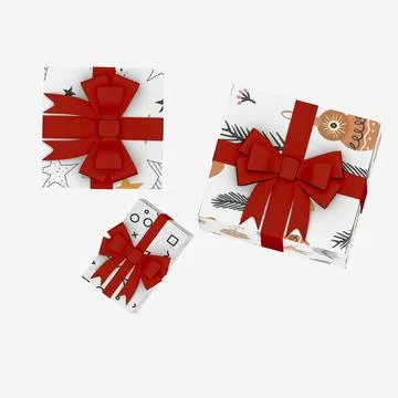 3d render Christmas decor and gift boxes Stock Illustration