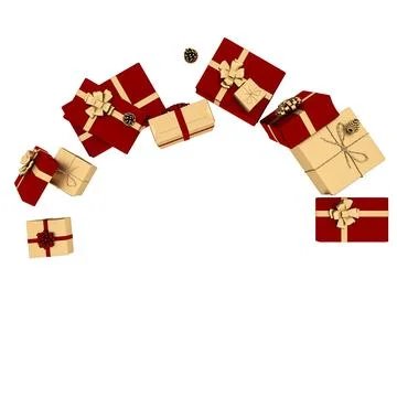 3d render Christmas decor and gift boxes Stock Illustration