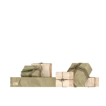 3d render Christmas decor and gift boxes Stock Illustration