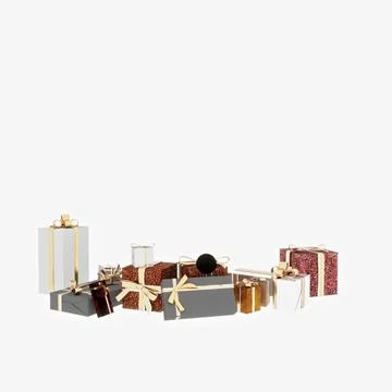 3d render Christmas decor and gift boxes Stock Illustration