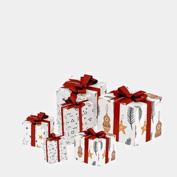 3d render Christmas decor and gift boxes Stock Illustration