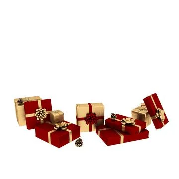 3d render Christmas decor and gift boxes Stock Illustration